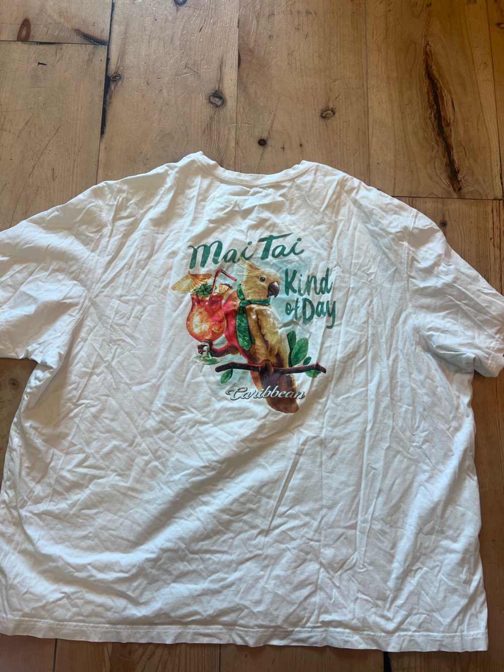 Caribbean Joe White Short Sleeve Tee with Pink & Yellow Cocktail Graphic 3Xl